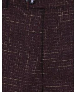 Collectif Men Bobbie Crosshatch Trousers Burgundy