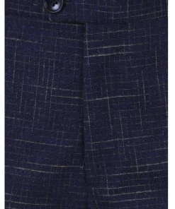 Collectif Men Bobbie Crosshatch Trousers Navy New In