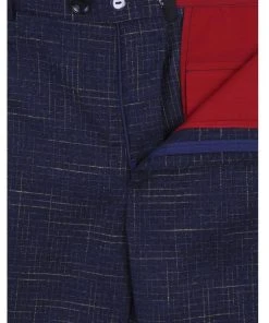 Collectif Men Bobbie Crosshatch Trousers Navy New In