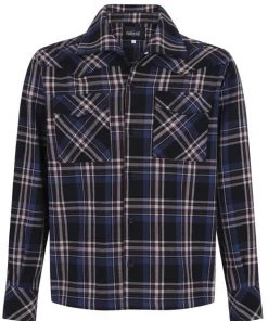 New In Collectif Men Tiago Scot Check Shirt Blue