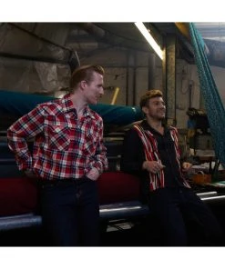 Collectif Men Tiago Mountain Check Shirt Red New In