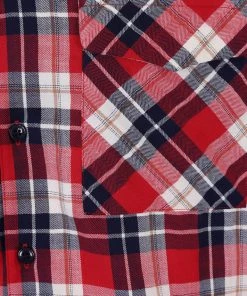 Collectif Men Tiago Mountain Check Shirt Red New In