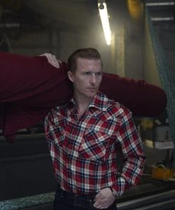 Collectif Men Tiago Mountain Check Shirt Red New In