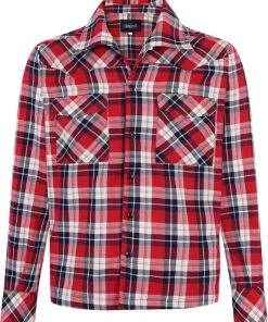 Collectif Men Tiago Mountain Check Shirt Red New In
