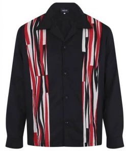 New In Collectif Men Billie Abstract Shirt Black
