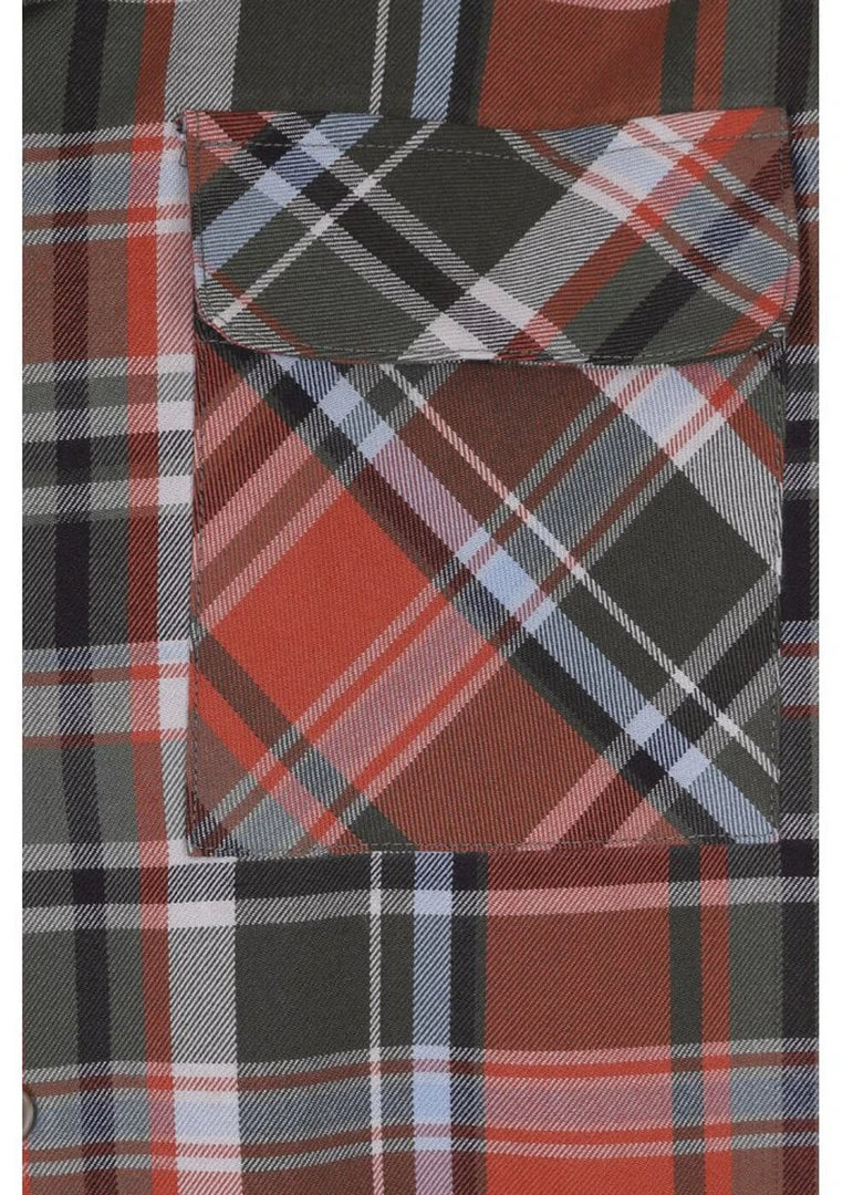 Collectif Men Tiago Woodland Check Shirt Orange