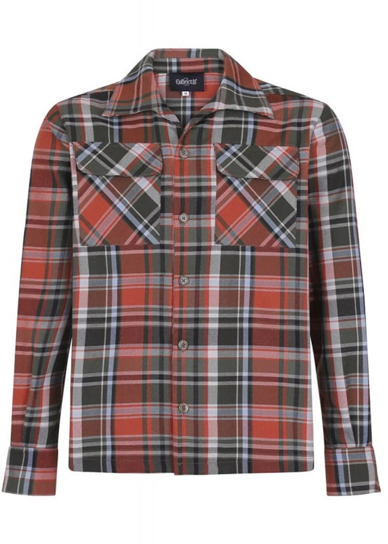 Collectif Men Tiago Woodland Check Shirt Orange