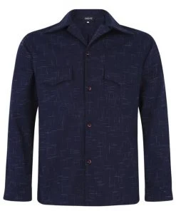 New In Collectif Men Adam Crosshatch Shirt Navy