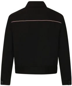 Collectif Mens Jonathan Piped Yoke 50's Jacket Black Pink New In