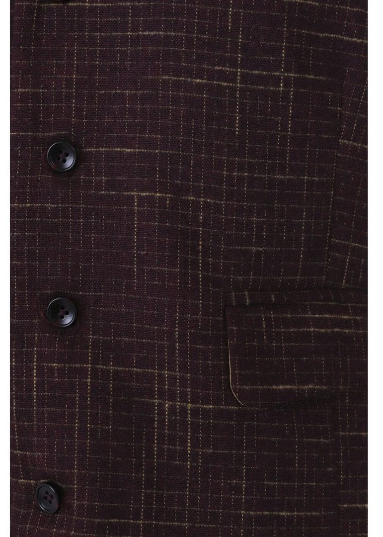 Collectif Men Max Crosshatch Waistcoat Burgundy