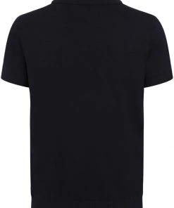 New In Collectif Men Pablo Moonbeam Knitted 50's Polo Shirt Blue