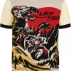 Collectif Men Scott Dino Attack Knitted 50's Top Cream New In