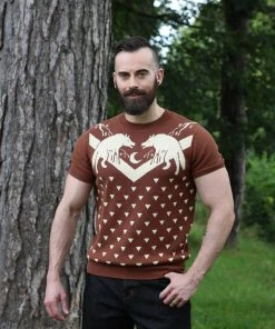 New In Collectif Mens Scott Mountain Wolf 50's Jumper Brown