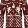 New In Collectif Mens James Festive Knitted Jumper Red