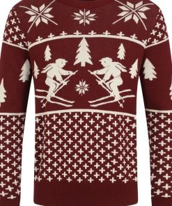New In Collectif Mens James Festive Knitted Jumper Red