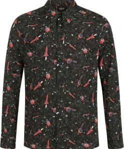 New In Collectif Men Henry Atomic Rocket 50's Shirt Black