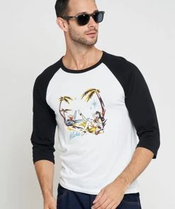 New In Collectif Mens Jake Aloha 50's T-Shirt White Black