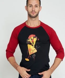 New In Collectif Mens Jake Let's Go Swimming 50's T-Shirt Black Burgundy