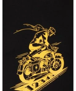 Collectif Mens Ringer Biker 50's T-Shirt Black Yellow