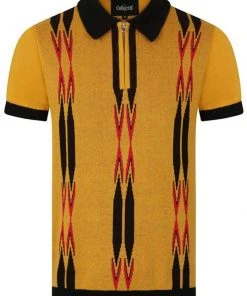 New In Collectif Mens Pablo Marylebone Polo Shirt Mustard