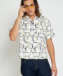 Collectif Mens Oscar Carnaby 50's Shirt Cream