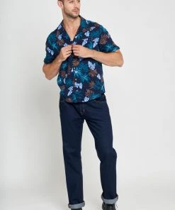 Collectif Mens Oscar Tomika Haiti 50's Shirt Navy New In