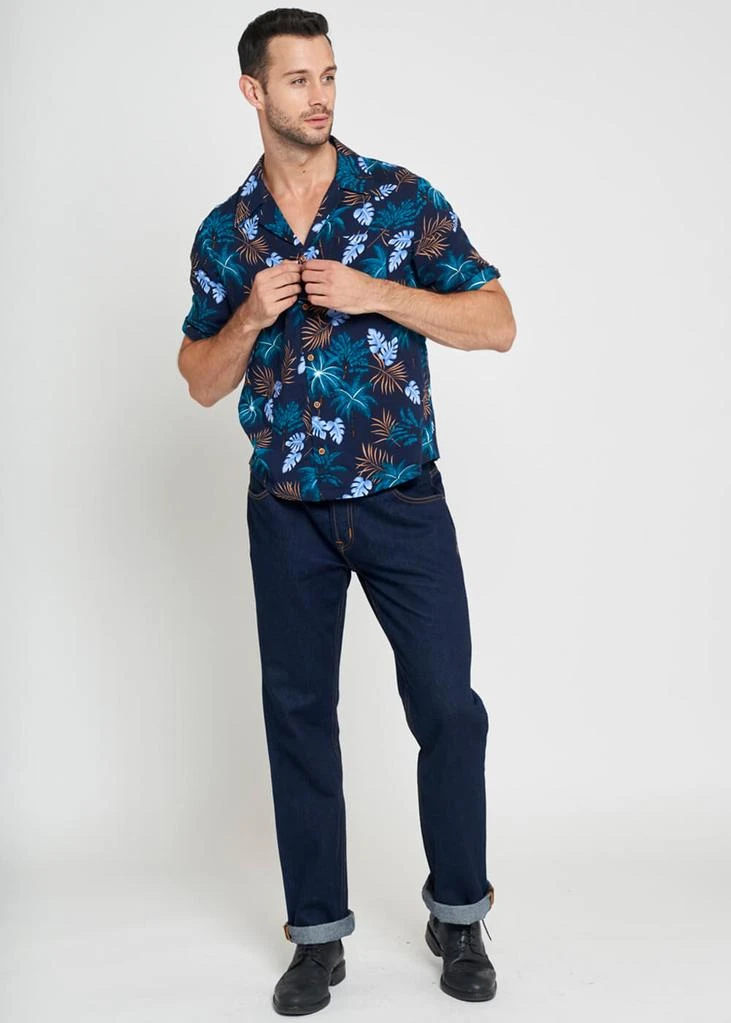 Collectif Mens Oscar Tomika Haiti 50's Shirt Navy New In