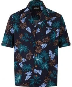 Collectif Mens Oscar Tomika Haiti 50's Shirt Navy New In