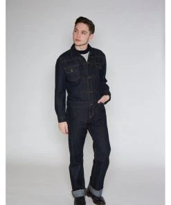 New In Collectif Mens Borris Denim 50's Jacket Blue