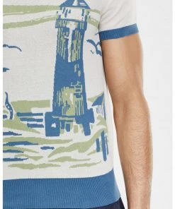 Collectif Mens Scott Lighthouse 50's Jumper Cream New In