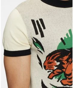 New In Collectif Mens Scott Tiger 50's Jumper Multicolour