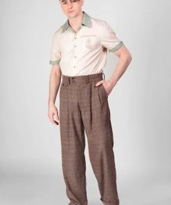 Collectif Mens Edison 40's Trousers Brown