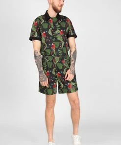 New In Collectif Mens Martin Parrot Shorts Black