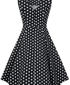 Collectif Hepburn Polkadot 50's Swing Dress Black White New In