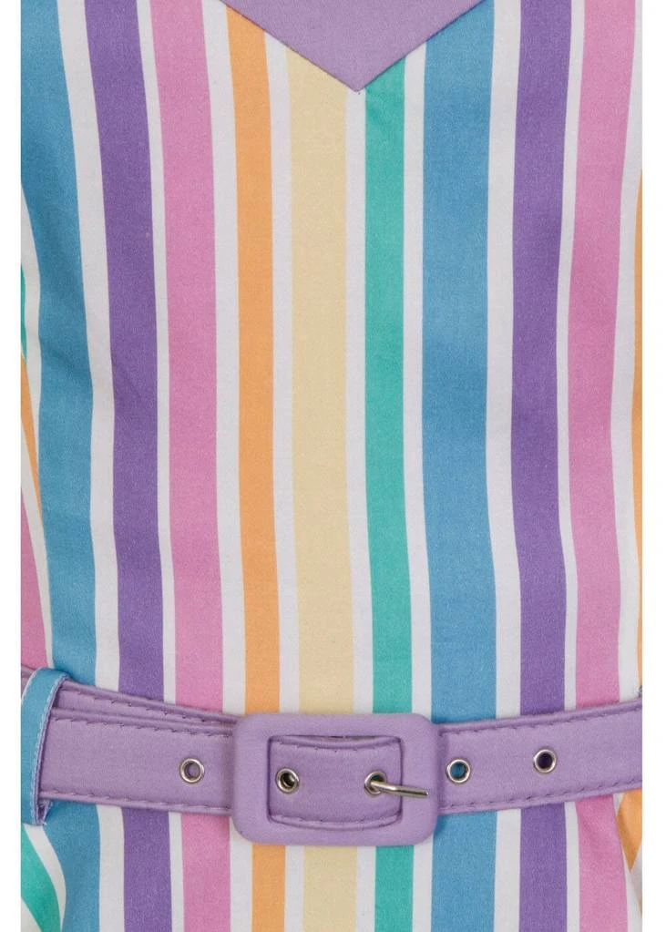 Collectif Nova Rainbow Stripes 50's Swing Dress Multi New In