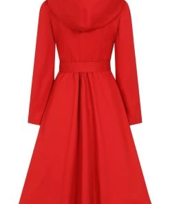 Collectif Sarah 50's Hooded Trenchcoat Red New In