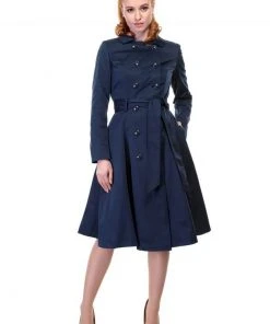 Collectif Korrina 50's Swing Trenchcoat Navy