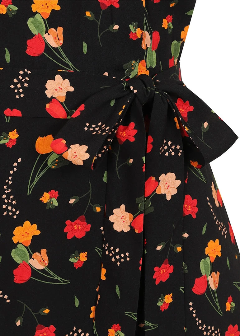 New In Collectif Sunny Ditsy Tulip Bloom 70's Maxi Dress Black