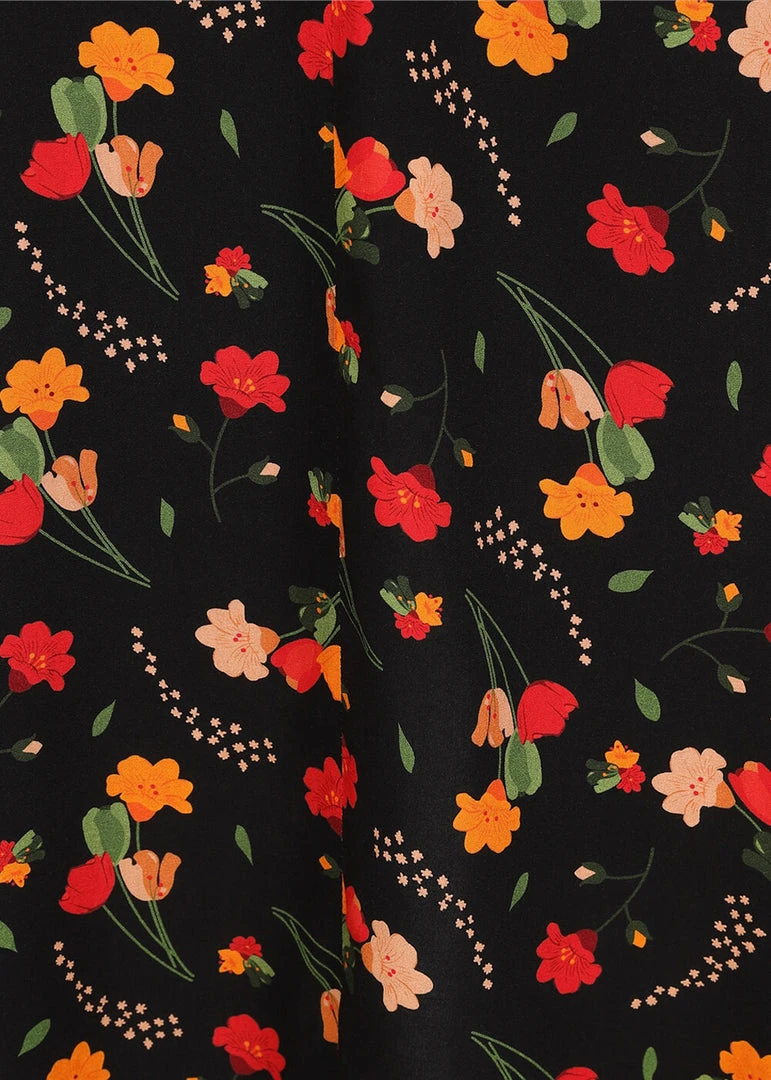 New In Collectif Sunny Ditsy Tulip Bloom 70's Maxi Dress Black