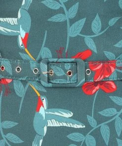 Collectif Kiana Hummingbird Eden 50's Pencil Dress Teal