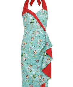 Collectif Lorna Motel 50's Pencil Dress Blue New In