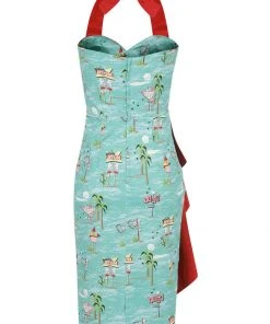 Collectif Lorna Motel 50's Pencil Dress Blue New In