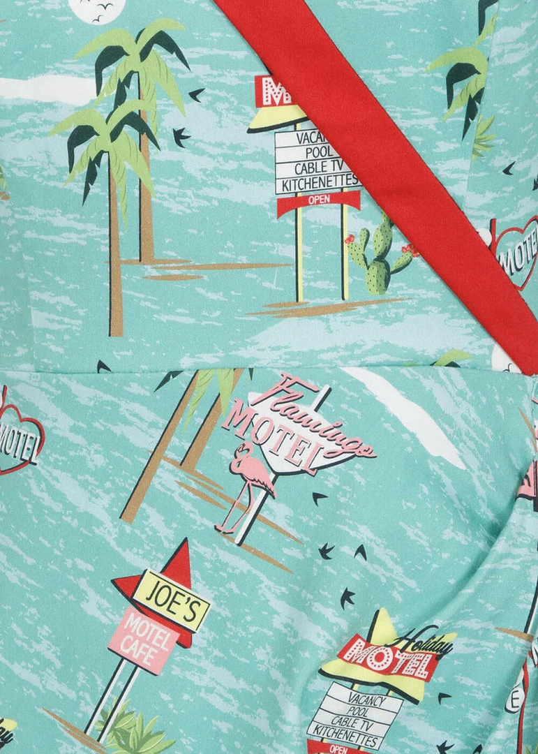 Collectif Lorna Motel 50's Pencil Dress Blue New In