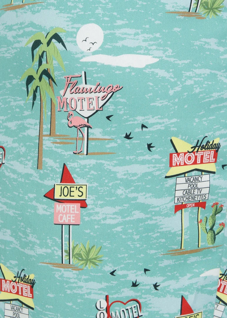 Collectif Lorna Motel 50's Pencil Dress Blue New In