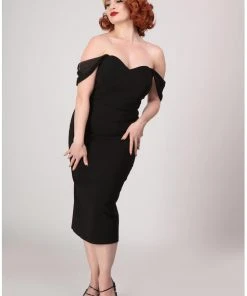 New In Collectif Violante 50's Pencil Dress Black