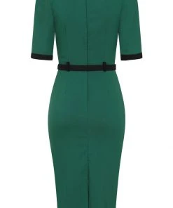 Collectif Sadie 50's Pencil Dress Green New In