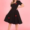 Collectif Valentine Hearts 50's Swing Dress Black New In