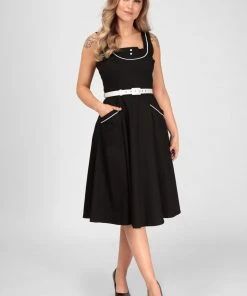 New In Collectif Kinsley Sailor 60's Swing Dress Black