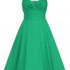 New In Collectif Opal Banana Trim 50's Swing Dress Green