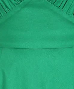 New In Collectif Opal Banana Trim 50's Swing Dress Green